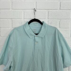 LL Bean Polo Shirt Mens XL Regular Traditional Fit Teal Light Blue